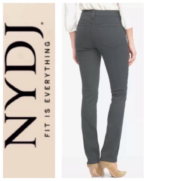 “Titanium Grey” Slim Leg “Sheri” Jeans  { NYDJ } - Picture 3 of 13
